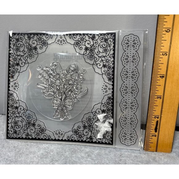 Lace Bouquet Springtime Paper Collection Stamp & Border Embossing Folder Set by - Picture 6 of 8